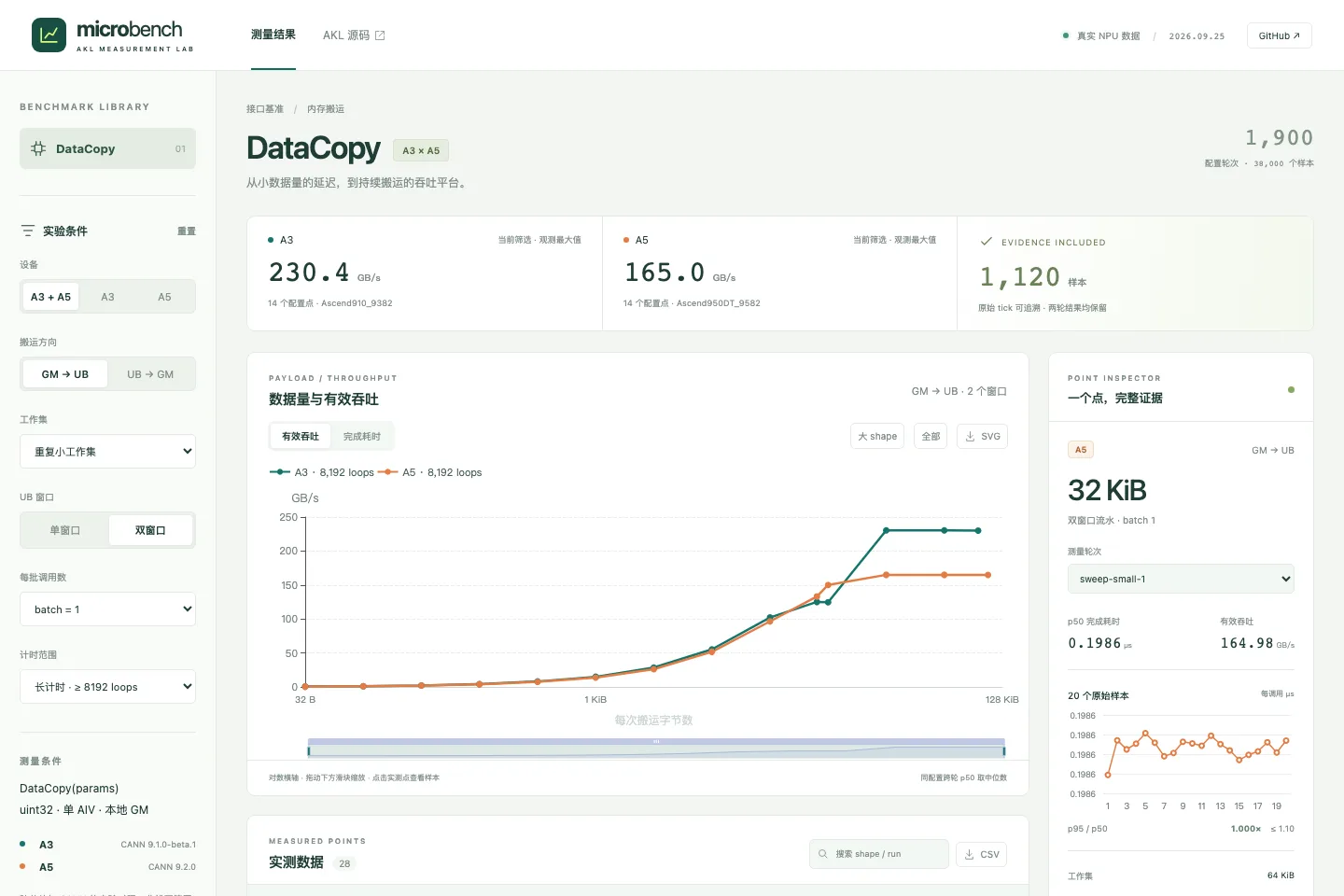 Micro Benchmark Lab 实际页面截图